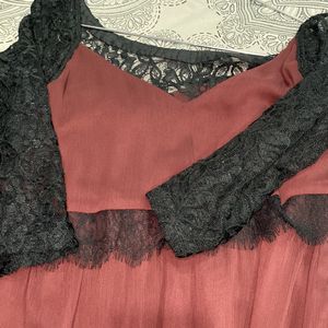 New Lacy Burgundy Maxi Dress Women