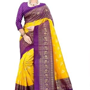 New Yellow And Purple  Saree...