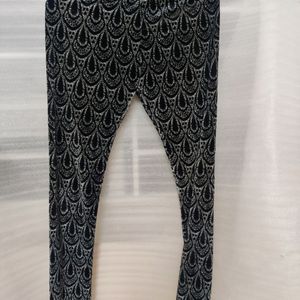 Black Printed Velvet Trousers