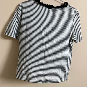 Zara White & Black Line Top