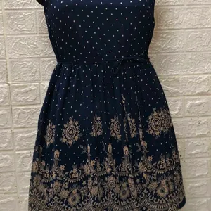 Beautiful Printed Polka Dotted Navy Blue 💙 Dress