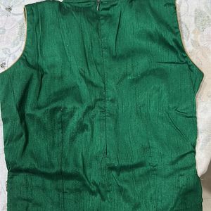 Bottle Green Mirror Work Blouse