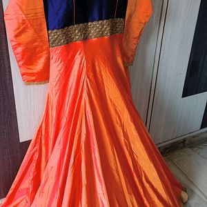 Heavy Embroidered Mulberry Silk Ethnic Gown