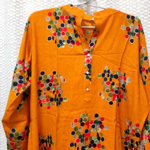 Mustard Honeycomb Print Multicolor Top