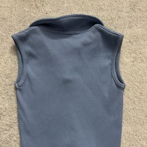 Zara Blue Collar Crop Top