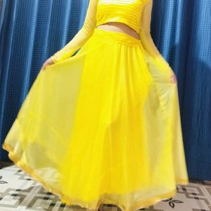 Designer Back Yellow Lehenga Choli