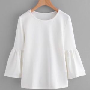 White Puff Sleeve Tie Top