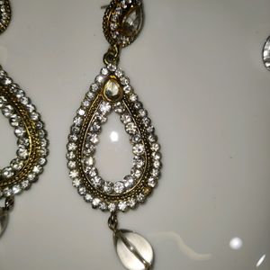 Gold Plated White Diamond Earrings