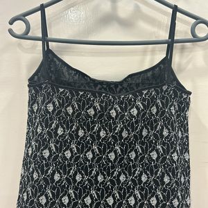 Black And White Noodle Strap Dress