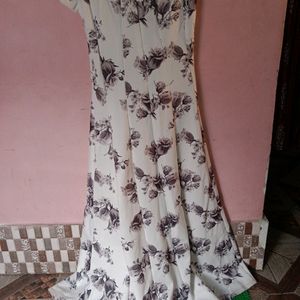 White Colour Floral Long Gown