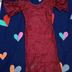 Beautiful Ruffled Sleeves Red Maroon Kurta