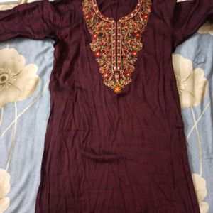 Maroon Straight Kurti Medium To Large