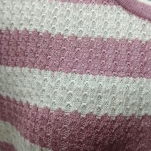 Pink And White Striped Woolen Top