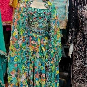 Teal Green Indowestern Dress