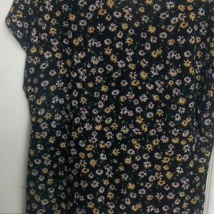 Black Flower Print Top