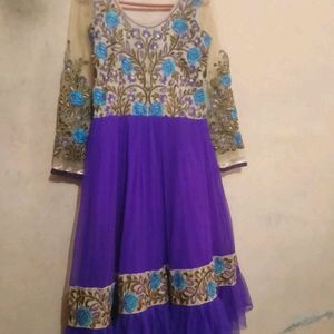 Purple Anarkali With Set