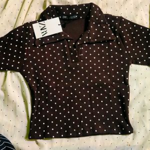 Zara polka dotted  Crop top