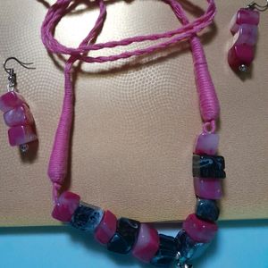 Pink And Black Chemical Beads Jewelry.