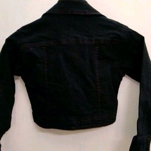 Black Denim Crop Jacket For Women