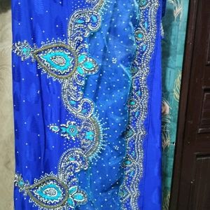 Stich Blue color 💙 silk saree with  blous