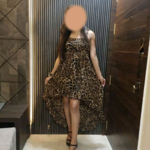 Leopard Print High Low Dress