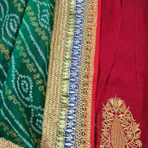 Green And red Saree With Border