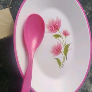 Rice Plate With Serving Spoon