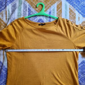 Roadster Mustard Tshirt With Statement Sleeves