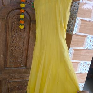 Yellow Embroidered Long Kurti