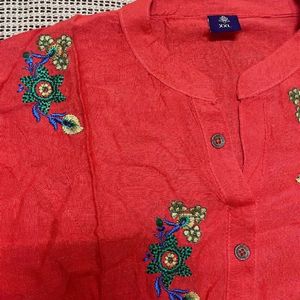 Light Red Embroidered Tunic