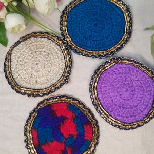 Crochet Multicolored Coaster Set