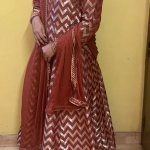 Women  Brocade Gown With Dupatta