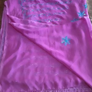 Ambroider Saree Without Blouse. Rarely Used