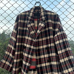 Zara Plaid Pea Coat/blazer