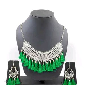 Swag India Oxidised Tassles Jewellery Set