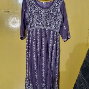 Chikankari Kurti Purple