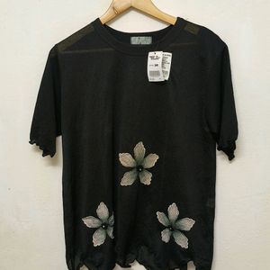 Trendy New Black Floral Top For Women