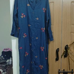 Indigo Blue Color Embroided Kurta