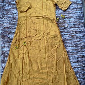 Mustard Yellow A-line Kurti