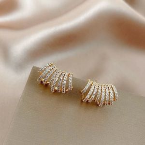 Korean Stylish Row Cubic C Shape Stud Earring