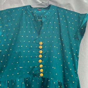 Tusshar silk teal blue colour dress (only top)