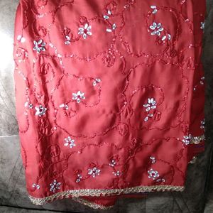 heavy hand work synthetic saree