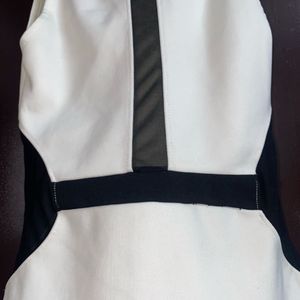 White Modern Bodycon Dress With Black Net