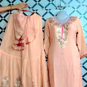 Peach Colour Sharara Suit Set