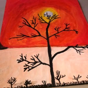Sunset Nature Shadow 🖤✨Watercolor Painting 🖌️🎨