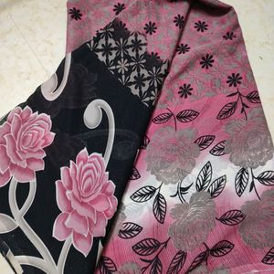 Black With Pink Flowers Saree