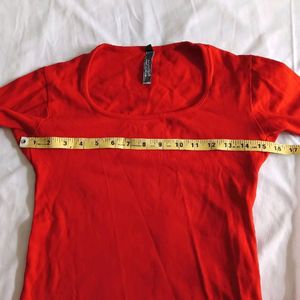 Red Bateu Neck 3/4th Sleeve Top