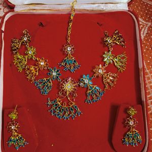 Colorful Set With Tika And Earrings  Beautiful