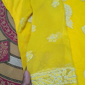 Yellow Chikankari Kurti