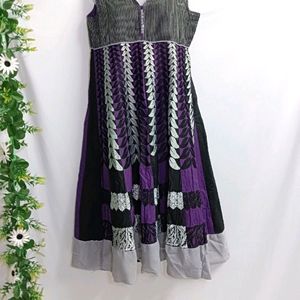 Purple Embroidered Anarkali Kurti